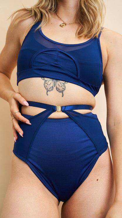 Loretta Mesh Cut out Shorts Navy